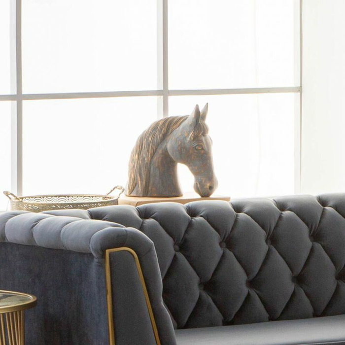 Figurine Décorative Alexandra House Living Gris Doré Cheval 15 x 31 x 31 cm