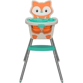 Infantino Chaise haute évolutive 4 en 1 motif Renard - Pour bébé de 4 mois à 5 ans avec dossier inclinable et plateau-repas