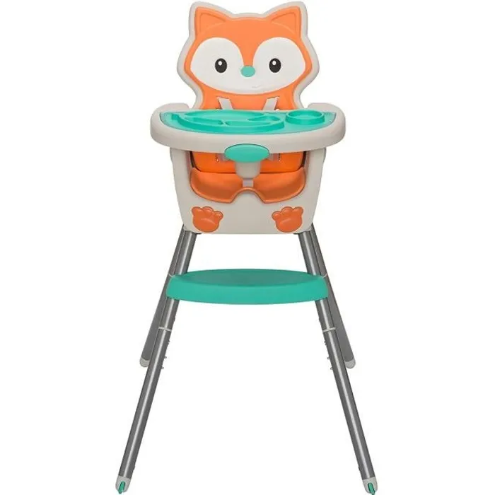 Infantino Chaise haute évolutive 4 en 1 motif Renard - Pour bébé de 4 mois à 5 ans avec dossier inclinable et plateau-repas Infantino Chaise haute évolutive 4 en 1 motif Renard - Pour bébé de 4 mois à 5 ans avec dossier inclinable et plateau-repas