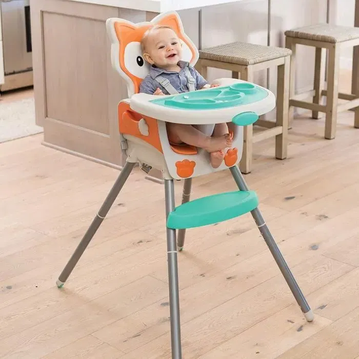 Infantino Chaise haute évolutive 4 en 1 motif Renard - Pour bébé de 4 mois à 5 ans avec dossier inclinable et plateau-repas Infantino Chaise haute évolutive 4 en 1 motif Renard - Pour bébé de 4 mois à 5 ans avec dossier inclinable et plateau-repas