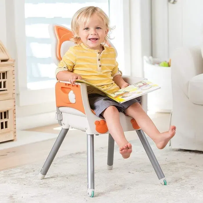 Infantino Chaise haute évolutive 4 en 1 motif Renard - Pour bébé de 4 mois à 5 ans avec dossier inclinable et plateau-repas Infantino Chaise haute évolutive 4 en 1 motif Renard - Pour bébé de 4 mois à 5 ans avec dossier inclinable et plateau-repas