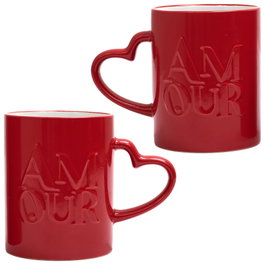 The Concept Factory Lot de 2 mugs avec anse cœur 300 ml en grès