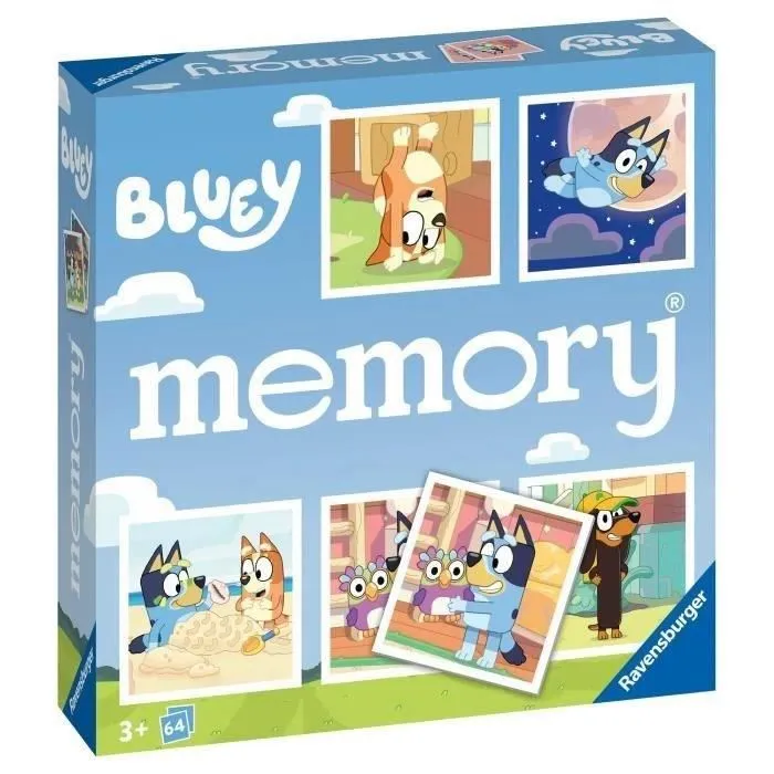 Ravensburger 4005556226467 Grand Memory Bluey - Jeu de Mémoire Éducatif avec Personnages - À Partir de 3 Ans - 64 Cartes Colorées Ravensburger 4005556226467 Grand Memory Bluey - Jeu de Mémoire Éducatif avec Personnages - À Partir de 3 Ans - 64 Cartes Colorées