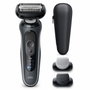 Braun Series 6 Rasoir électrique - Noir - 60 min d'autonomie, Charge rapide 5 min de la batterie, Wet & Dry, 1 tête flexible 2D, Sabot 1-7 mm, Batterie Li-Ion, Noir<|image>