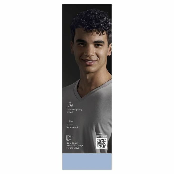Braun Series 6 Rasoir électrique - Noir - 60 min d'autonomie, Charge rapide 5 min de la batterie, Wet & Dry, 1 tête flexible 2D, Sabot 1-7 mm, Batterie Li-Ion, Noir<|image>