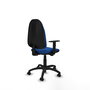 Chaise Algarra Contact permament de base Cuir écologique Bleu Structure polyamide noire Accoudoir 1D Sans appui-tête Roulettes autofreinées