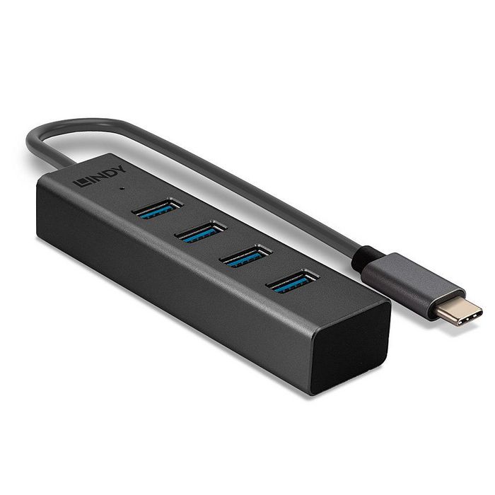 Lindy Hub USB 3.2 Gen 1 Type C 4 Ports USB-A SuperSpeed 5Gbit/s Compact, Alimentation par Bus, Plug and Play