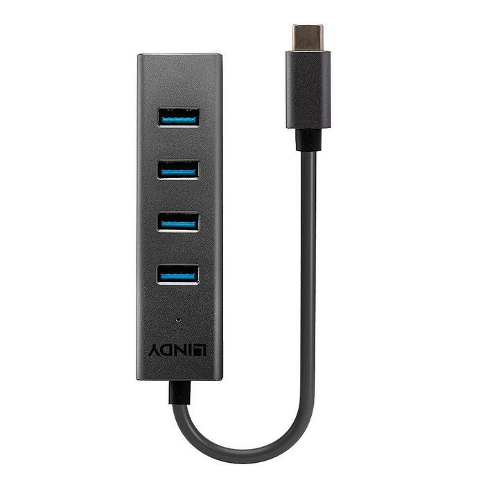 Lindy Hub USB 3.2 Gen 1 Type C 4 Ports USB-A SuperSpeed 5Gbit/s Compact, Alimentation par Bus, Plug and Play