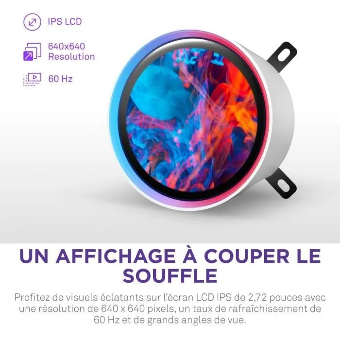 NZXT RL-KR24E-W2 Kraken Elite 240 RGB Watercooling CPU - Écran LCD IPS 2.72" personnalisable, ventilateurs RGB, support Intel et AMD - Blanc