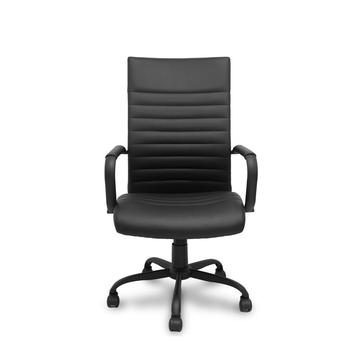 Chaise Opti527 Mécanisme d'inclinaison Cuir écologique Noir Piètement en métal noir Accoudoirs fixes Sans appui-tête Roulettes en nylon 50 mm