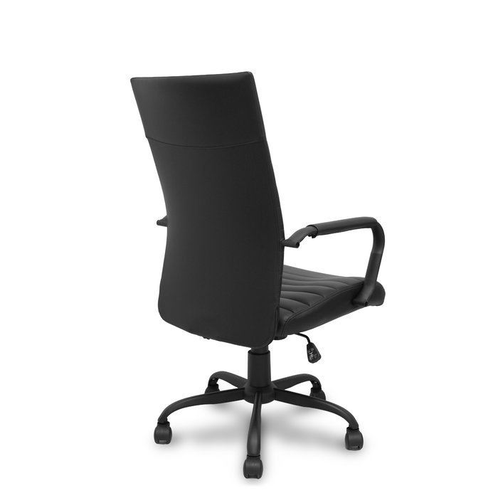 Chaise Opti527 Mécanisme d'inclinaison Cuir écologique Noir Piètement en métal noir Accoudoirs fixes Sans appui-tête Roulettes en nylon 50 mm