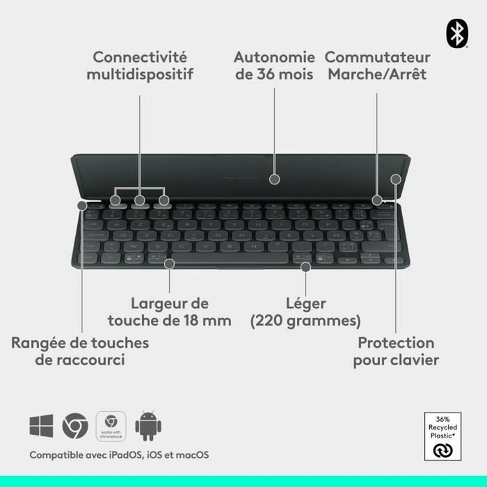 Logitech Keys-to-Go 2 AZERTY Graphite