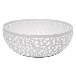 Alessi MSA04/21 W CACTUS! Fruitier en acier laqué blanc - Design élégant par Marta Sansoni avec décorations laser en forme de cactus