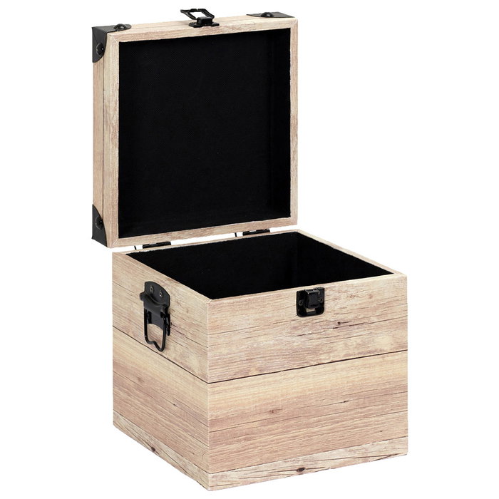 Home Deco Factory Lot de 3 caisses carrées en bois