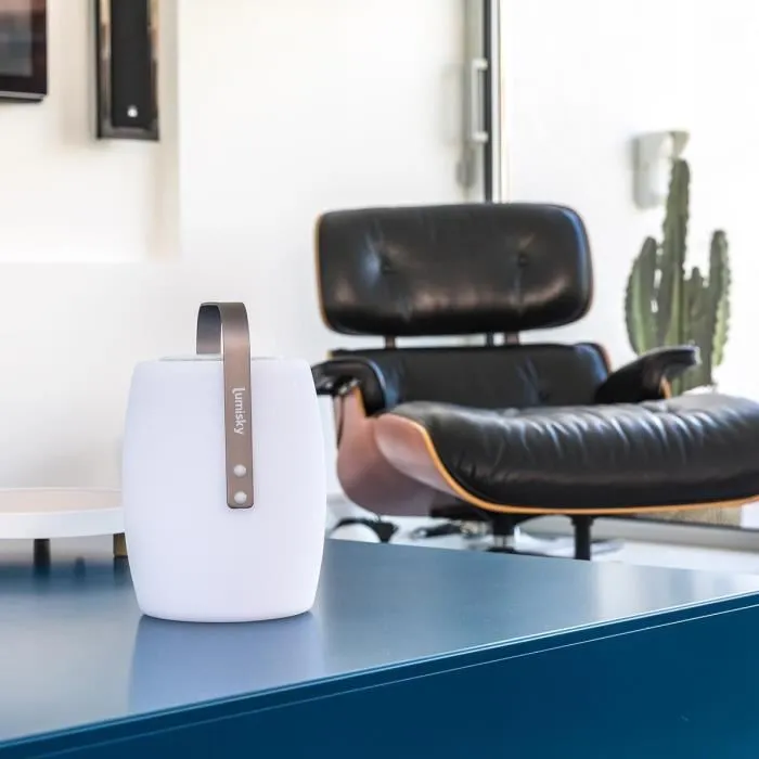 Lumisky LUCY PLAY - Lampe-Enceinte Bluetooth Sans Fil, Dimmable, 31 cm, LED Blanc et Multicolore avec Télécommande