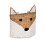 Panier Renard Blanc Noir Beige Fibre naturelle 30 x 11 x 33 cm