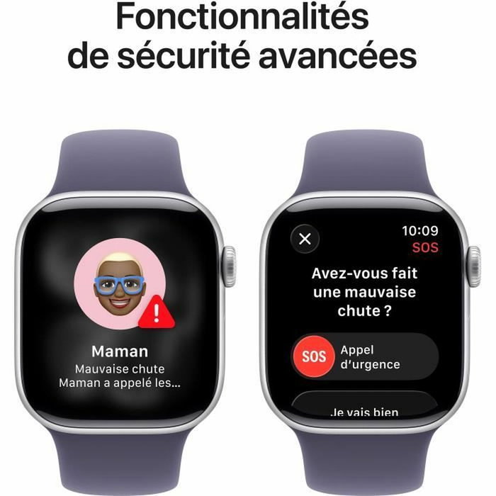 Apple Watch Series 11 GPS - 42mm - Boîtier Silver Aluminium - Bracelet Purple Fog Sport Band - S/M Apple Watch Series 11 GPS - 42mm - Boîtier Silver Aluminium - Bracelet Purple Fog Sport Band - S/M