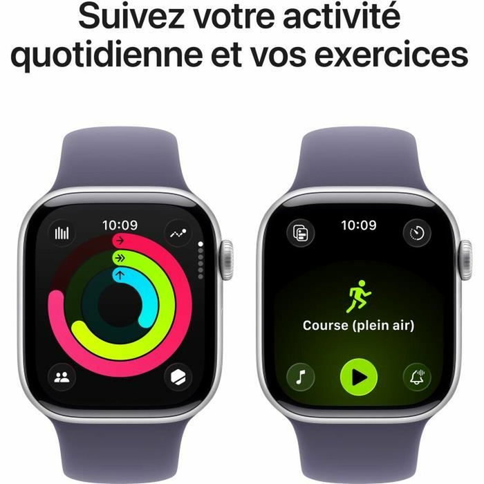 Apple Watch Series 11 GPS - 42mm - Boîtier Silver Aluminium - Bracelet Purple Fog Sport Band - S/M Apple Watch Series 11 GPS - 42mm - Boîtier Silver Aluminium - Bracelet Purple Fog Sport Band - S/M