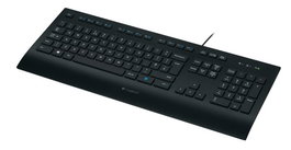 Logitech K280e - Clavier USB filaire, silencieux, anti-éclaboussures, avec repose-poignets, noir - Disposition allemande QWERTZ