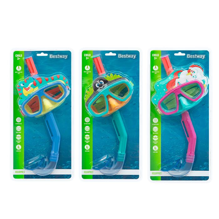 Bestway 24059 Set Masque et Tubo Enfant Corréa Anatomique +3 Ans Plage et Piscine