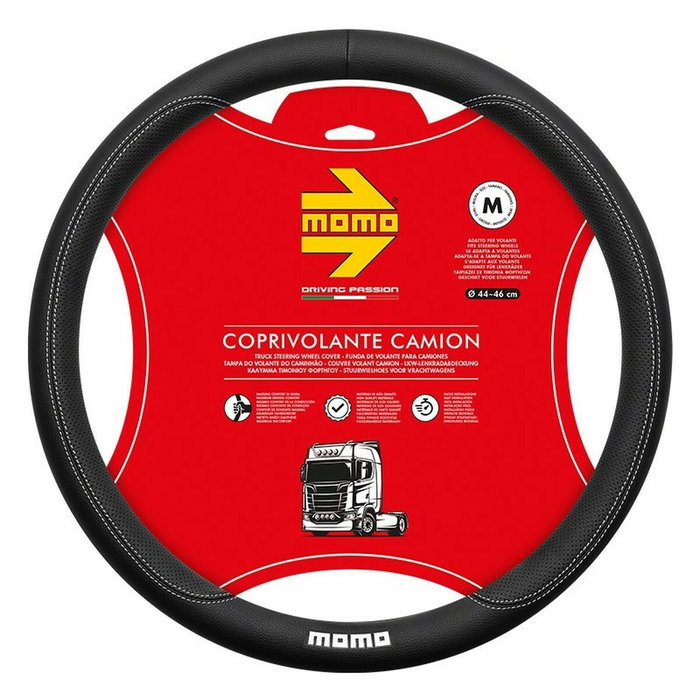 Momo Housse de volant Truck Comfort Noir-Blanc 44-46 cm Momo Housse de volant Truck Comfort Noir-Blanc 44-46 cm