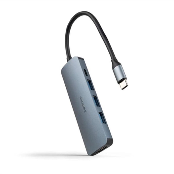 Hub USB NANOCABLE Nanocable Hub USB-C 3xUSB-A+HDMI+USB-C PD Gris 100 W 50 W Hub USB NANOCABLE Nanocable Hub USB-C 3xUSB-A+HDMI+USB-C PD Gris 100 W 50 W
