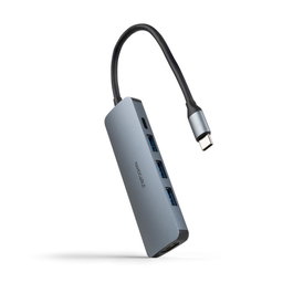 Nanocable - Hub USB-C 5 en 1 avec 3x USB-A 3.0, HDMI 4K, PD 100W - Aluminium Gris - Plug & Play