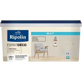 Ripolin Esprit Deco Peinture Beige Clair Mat 2.5 l - Monocouche couvrante pour murs, boiseries, radiateurs