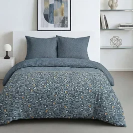 Today Parure de Lit Imprimé Léopard Bleu en Coton