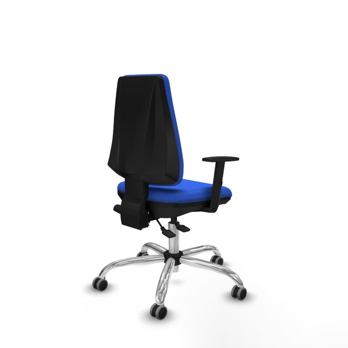 Chaise Elche Asynchrone Tissu Bleu Structure chromée Accoudoir 1D Sans appui-tête Roulettes 65mm pour moquette Chaise Elche Asynchrone Tissu Bleu Structure chromée Accoudoir 1D Sans appui-tête Roulettes 65mm pour moquette