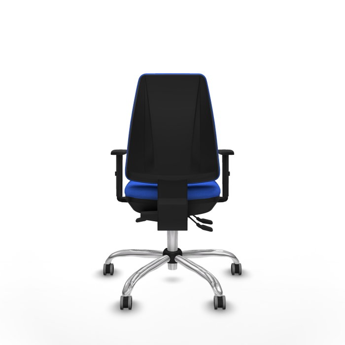Chaise Elche Asynchrone Tissu Bleu Structure chromée Accoudoir 1D Sans appui-tête Roulettes 65mm pour moquette Chaise Elche Asynchrone Tissu Bleu Structure chromée Accoudoir 1D Sans appui-tête Roulettes 65mm pour moquette