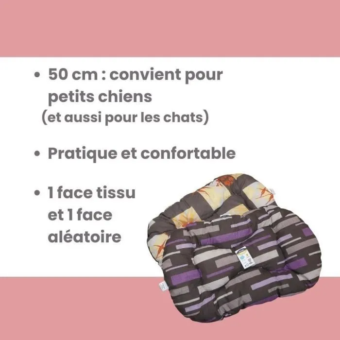 AIMÉ - Coussin de couchage ovale pour petit chien, 50 cm, tissu réversible, gris, confort optimal