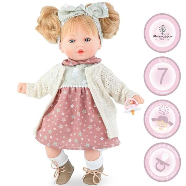 Marina & Pau Muñeca Petite Winter - Poupée en espagnol dans son étui - 40 cm - Dès 3 ans