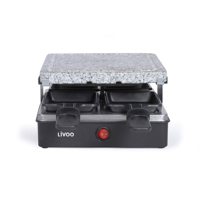 Livoo DOC242 Appareil à raclette pour 4 personnes, 600 W, Noir et pierre