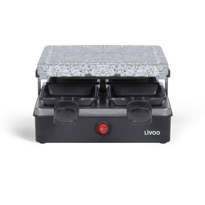 Livoo DOC242 Appareil à raclette pour 4 personnes, 600 W, Noir et pierre