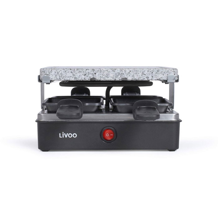 Livoo DOC242 Appareil à raclette pour 4 personnes, 600 W, Noir et pierre