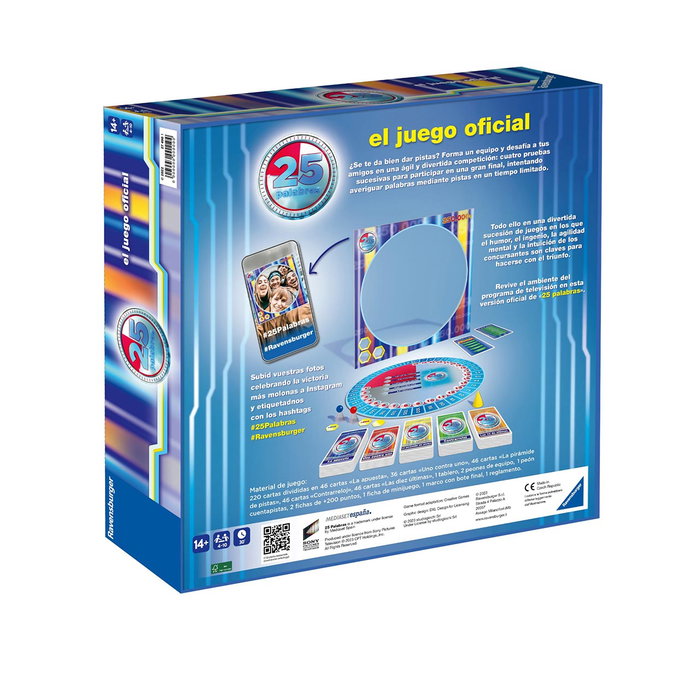 Ravensburger - Jeu de Société 25 Palabras 22470 - Version Espagnole - Ambiance de Jeu Télévisé - À Partir de 14 Ans
