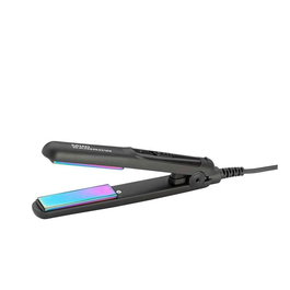 Gammapiu Fer à lisser mini voyage professionnel noir avec technologie anti-statique Rainbow, 200°C, double voltage 100-240V, sécurité blocage