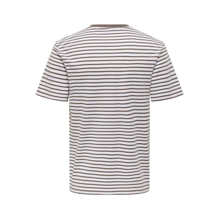 T-shirt à manches courtes homme Only & Sons Onsdawson Reg Stripe Marron Clair L