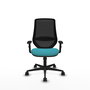 Chaise Mardos Synchro 4 positions tissu Turquoise Maille Noir Base en nylon noir Accoudoir 1D Sans appui-tête Roulettes 65mm nylon
