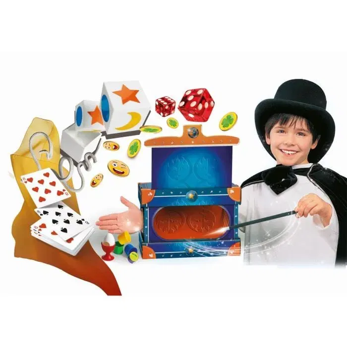 Clementoni - Coffret de magie Le caisson magique avec 80 tours et accessoires - Disparition de bras - Jeu d'illusion pour enfant