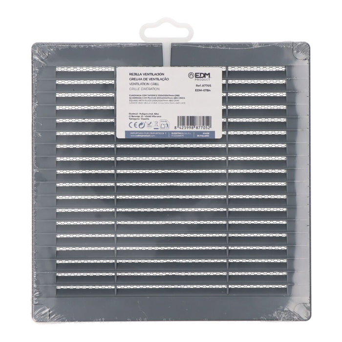 Grille de ventilation EDM 87705 Gris 20 x 20 x 0,7 cm Moustiquaire Grille de ventilation EDM 87705 Gris 20 x 20 x 0,7 cm Moustiquaire