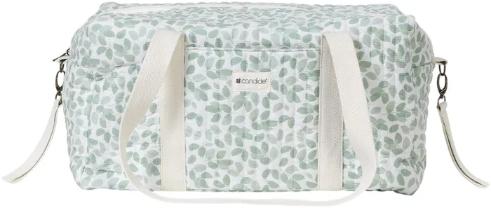 Candide - Sac à langer motif Feuilles - Spacieux et pratique, idéal pour couches et biberons, lavable en machine, devient sac de week-end