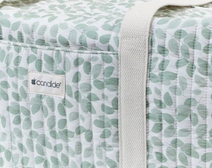 Candide - Sac à langer motif Feuilles - Spacieux et pratique, idéal pour couches et biberons, lavable en machine, devient sac de week-end
