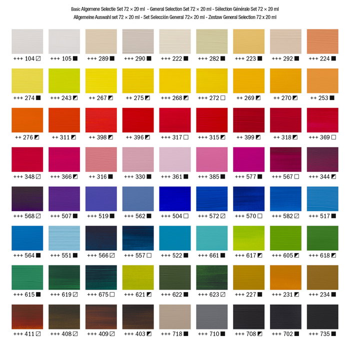 Amsterdam Set de peinture acrylique Standard Series, 72 x 20 ml Amsterdam Set de peinture acrylique Standard Series, 72 x 20 ml