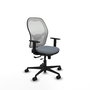 Chaise Jorquera Synchrone/Traslack tissu Gris Maille Blanc Base en nylon noir Accoudoir 1D Sans appui-tête Roulettes 65mm nylon