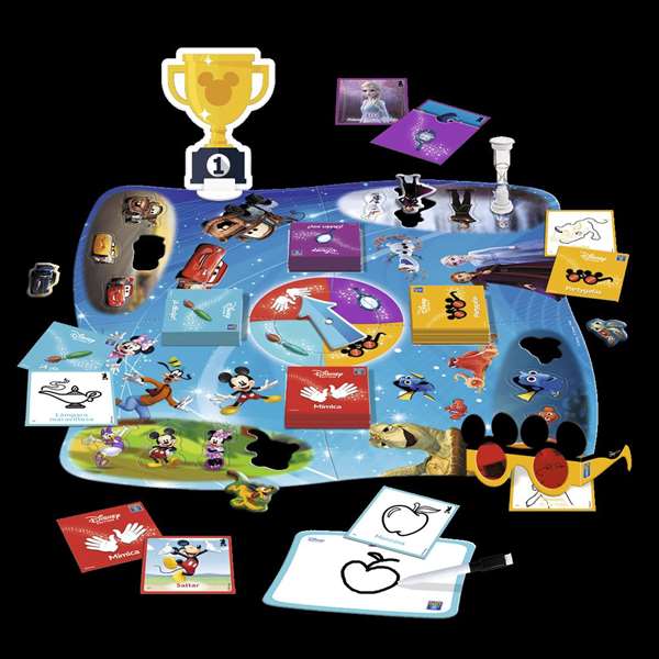 Diset Party & Co Disney - Jeu de société en espagnol pour enfants - 240 cartes de défis avec trofeo de Mickey - À partir de 4 ans