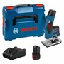 Bosch Professional Affleureuse sans fil GKF 12V-8 avec 2 batteries 3.0 Ah - Légère et ergonomique pour le travail du bois