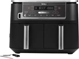 Ninja AF451EU Friteuse sans huile Air Fryer, Double cuve 9.5L, 6 programmes de cuisson, 2470W