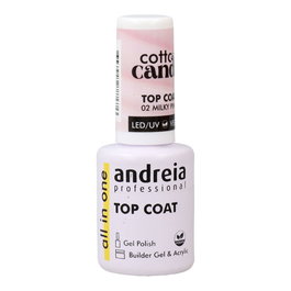 Andreia Vernis Top Coat Gel Cotton Candy 02 Milky Pink 10.5 mL - Brillant durable, autonivelant, sans gomme, parfait pour manucure française et baby boomer, vegan